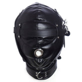 BDStyle Blindfolded Bondage Hood With Mouth Hole Matte Black - - Bondage Hoods